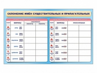 Фрагмент (демонстрационный) маркерный (двухсторонний) "Склонение имен существительных и прилагательных" - «globural.ru» - Апрелевка