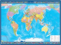 Настенная политическая карта мира с флагами на английском языке - «globural.ru» - Апрелевка