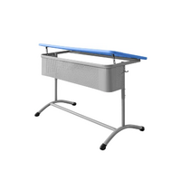 Стол ученический двухместный регулируемый по высоте с наклонной пластиковой столешницей - «globural.ru» - Апрелевка